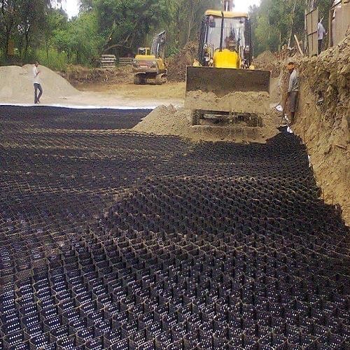 높은 튼튼성 모래 노란색 100-445 HDPE 플라스틱 지오 셀
