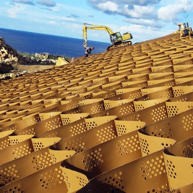 HDPE 지오셀 자갈 토양 안정기 주차장 플라스틱 꿀집 격자 잔디 포장 격자 차고용 콘크리트 도로