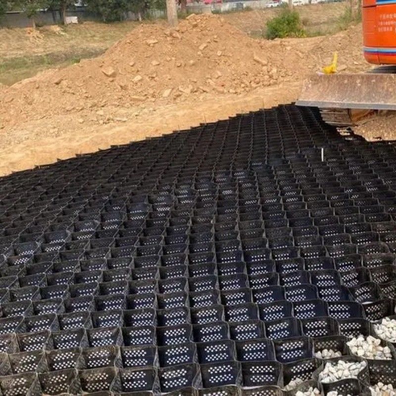 높은 꿀집 검은 HDPE 지질세포 강화 차고 도로 자갈 안정기 격자 지탱벽 둑