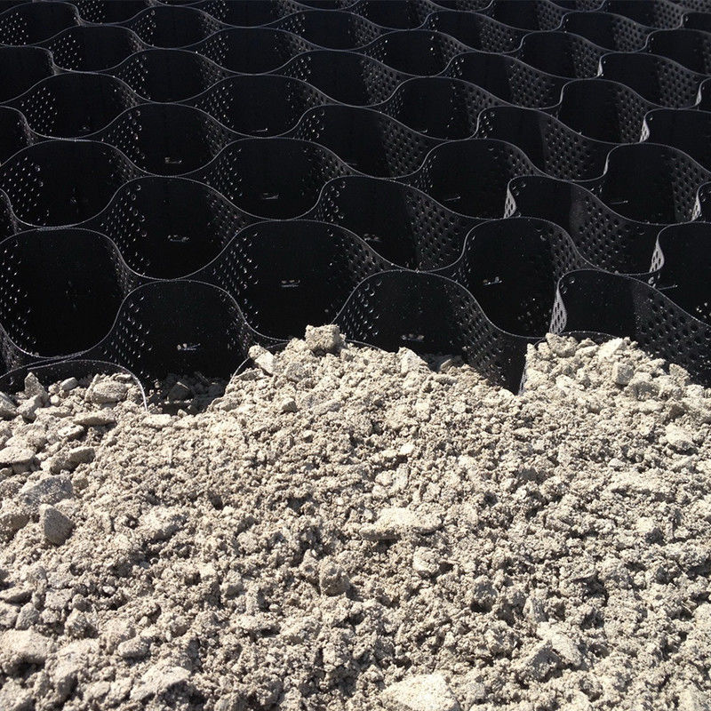 HDPE 플라스틱 지오셀 포장 격자 검은 HDPE 지오셀 부드러운 지하 강화를 위해 저렴한 경사 안정기 도로 건설에서 지오셀