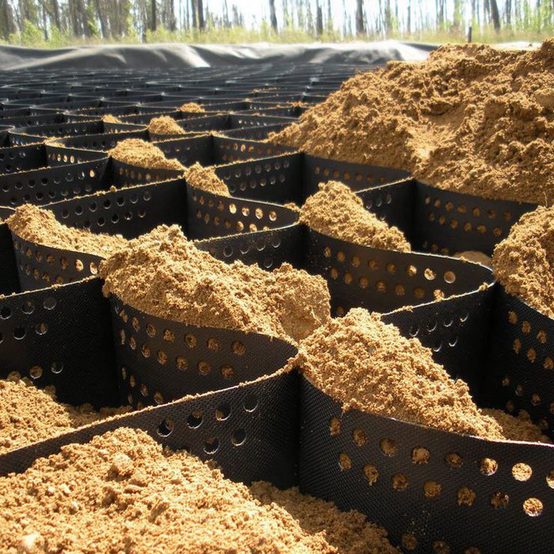 가이드웨이, 지상 안정화, 경사 보호 및 유지벽 강화용 중량 HDPE 지오셀 비석 그리드 시스템