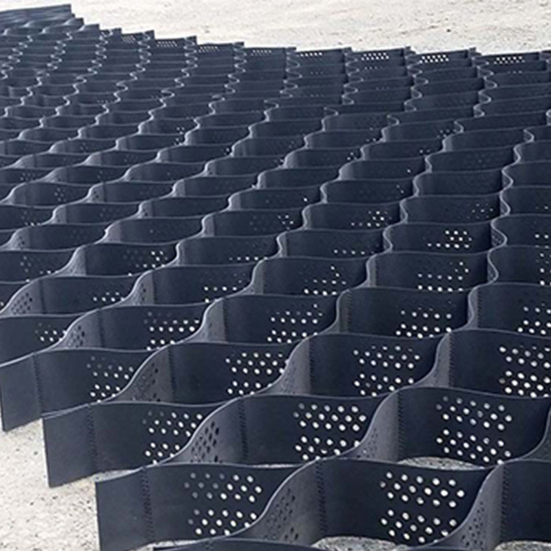 구멍이 있는 질감의 HDPE 지오셀 고세포 구속 시스템 벌집 HDPE 지오셀 도로 기초 사면 보호 주차장 진입로 옹벽
