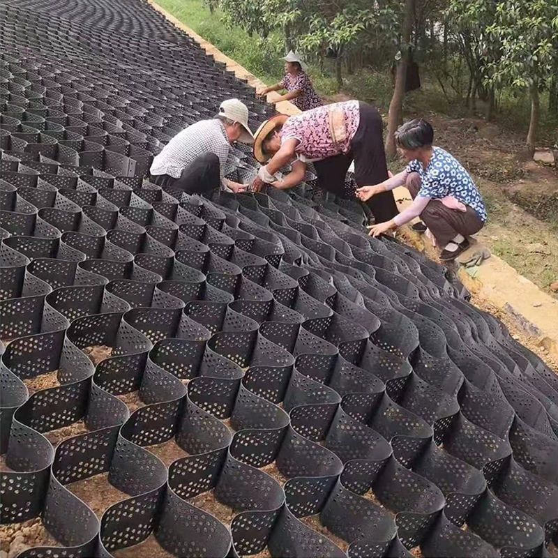 HDPE 플라스틱 지오셀 포장 격자 HDPE 지오셀 연약 지반 보강용 저가 자갈 안정제 지오셀 도로 건설
